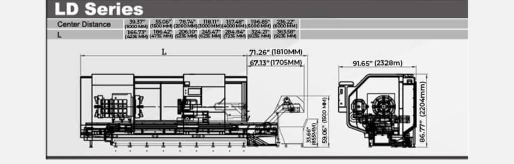 LD Series schematic drawing with distances